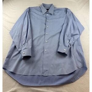 IKE BEHAR Button Up Blue Dress Shirt Size 17 34 Cotton